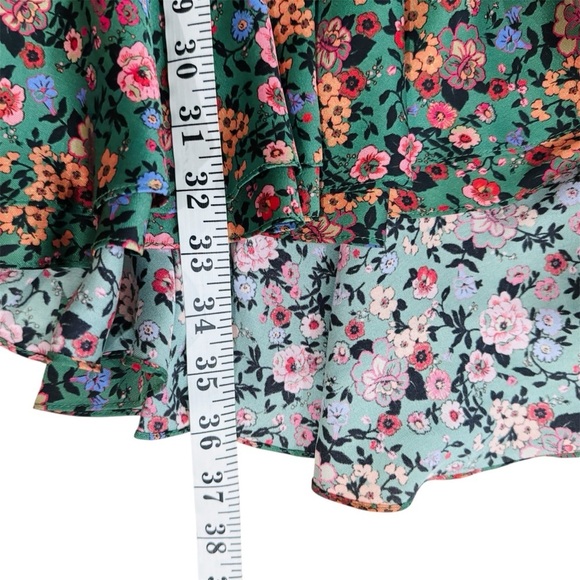 SANDRO Ruffled floral-print twill Floral Green mini Dress NEW - Picture 11 of 12